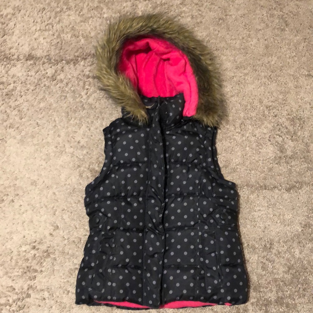 Polka Dot Vest w/Faux Fur
